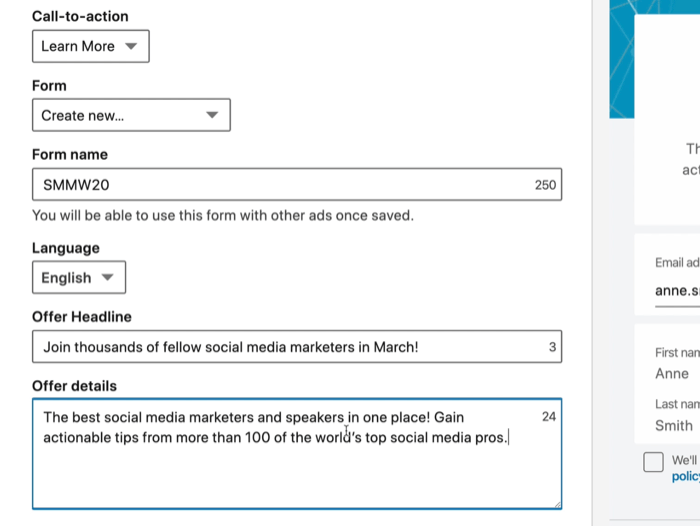 LinkedIn Lead Gen Forms: These